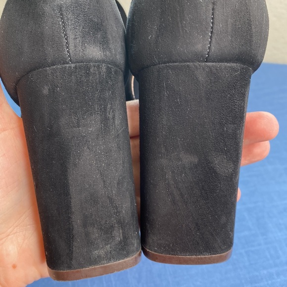 AD Daughters Black Velvet Sandals Block Heel in Womens Size 9.5 - Picture 4 of 6